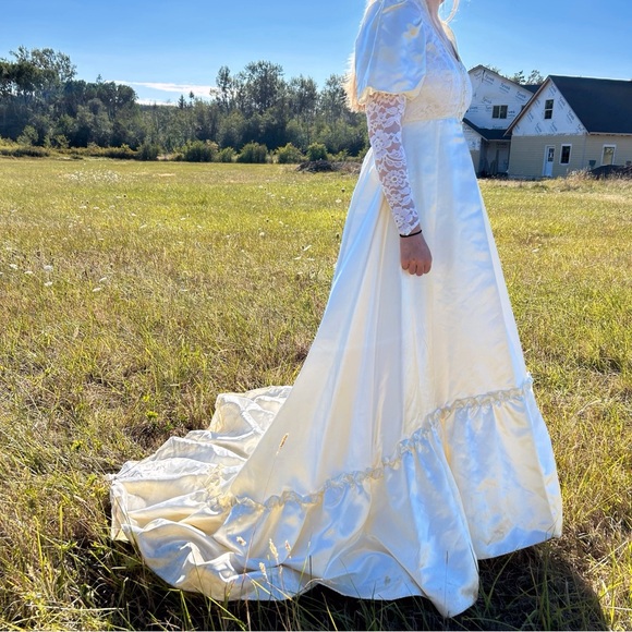 Vintage 70s Gunne Sax Romantic Renaissance Bridal Collection Wedding Dress Sz 9 - Picture 4 of 15